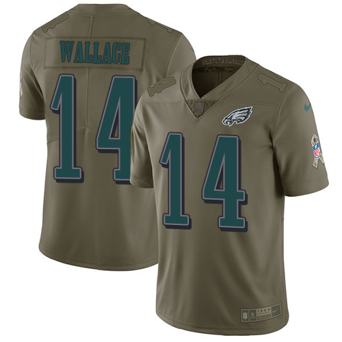 Nike Eagles #14 Mike Wallace Olive Men's Stitched NFL Limited Salute To Service Jersey - Click Image to Close